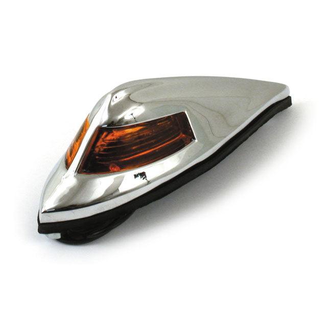 Antique Style Front Fender Light. Chrome, Amber Lens Fender Lights Mcs