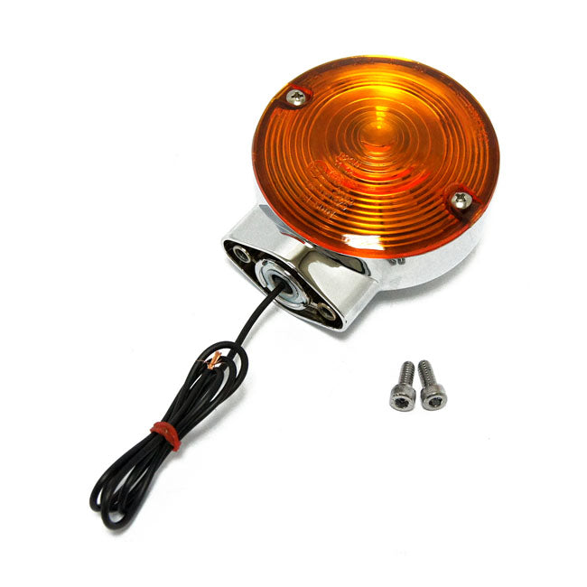 Turn Signal Assembly. Rear. Amber Lens. Chrome Turn Signals Mcs