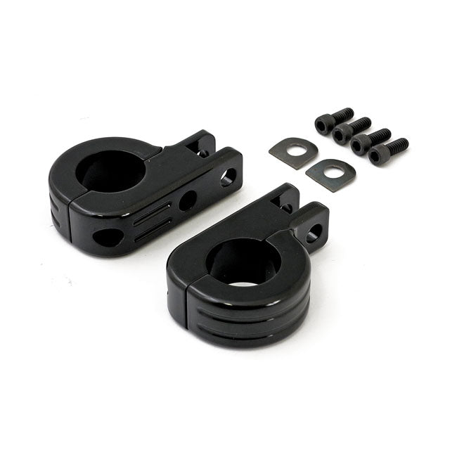 Engine Guard Foot Peg Mount Kit. 1 1/4" (32mm) Tubing. Black Footpegs Mounts Mcs