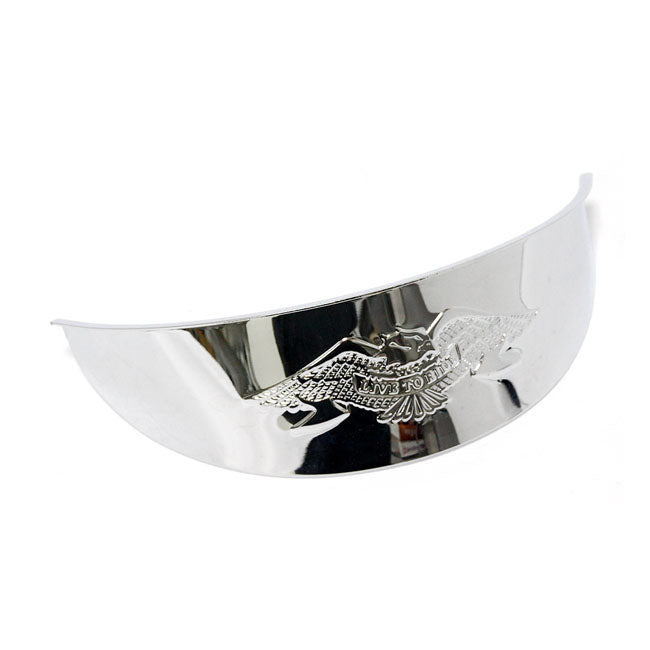 Embossed Eagle Headlamp Visor. 7". Chrome Headlamp Visors Mcs