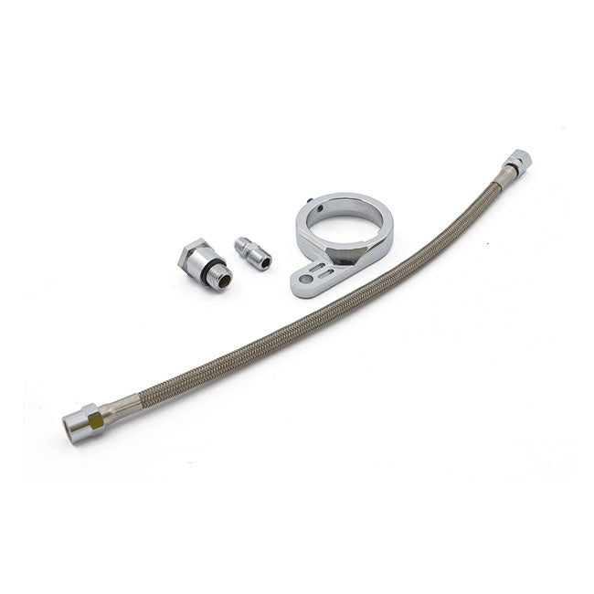 Braided Steel Oil Line & Bracket Kit Oil Pressure Gauges Mcs