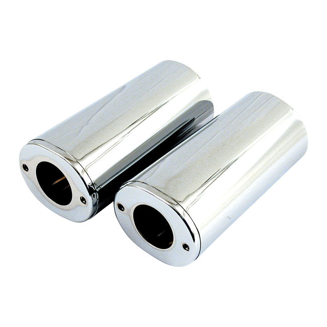 Upper Fork Slider Covers, Std Length. Chrome Fork Slider Covers Mcs