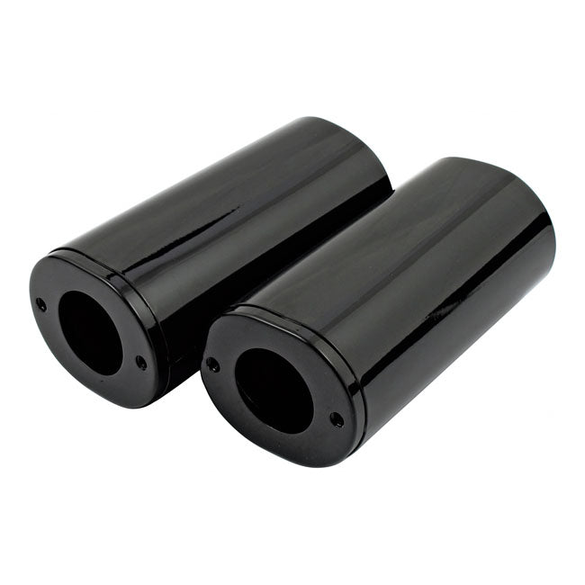 Upper Fork Slider Covers, Std Length. Black Fork Slider Covers Mcs