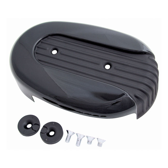 Xl Sportster Air Cleaner Cover. Black, Grooved Air Cleaner Cover Mcs