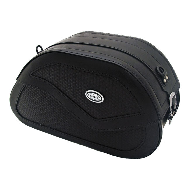 MCS, reinforced rigid leather saddlebag set. BW. 33 liter Saddlebags Mcs