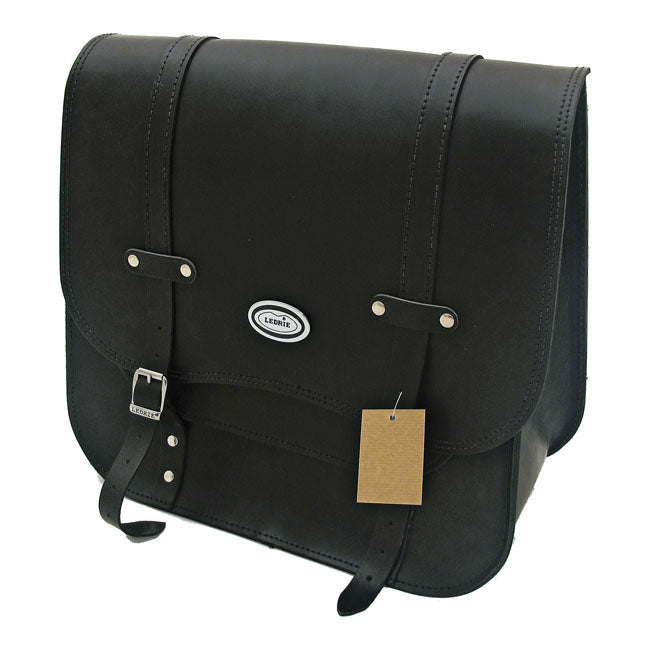 MCS, single leather saddlebag. 30 liter. Black Saddlebags Mcs