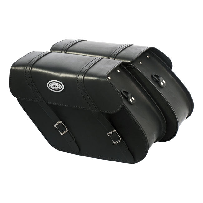 MCS, reinforced rigid leather saddlebag set. 17 liter Saddlebags Mcs