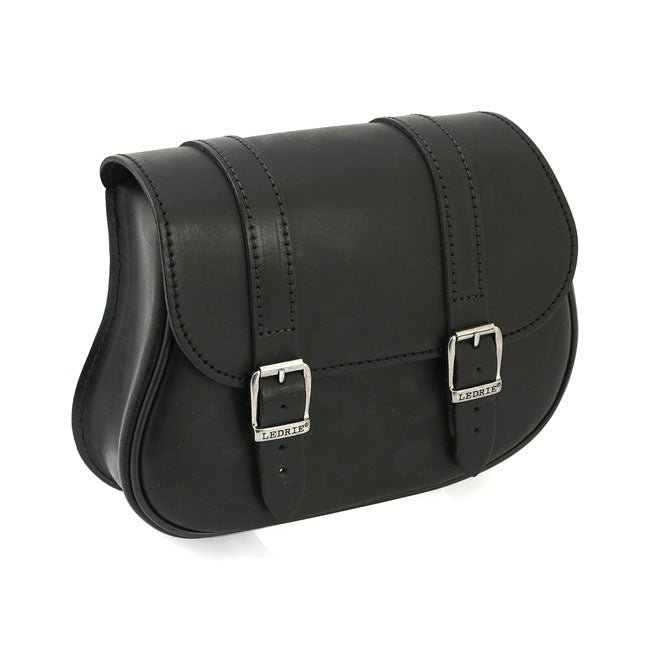 MCS, leather swing arm bag, 5 liter. Black Saddlebags Mcs