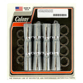 Colony, B.T. ribbed lower pushrod cover set. Chrome PUSHROD COVERS Colony
