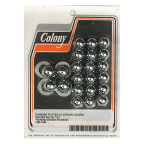 Colony, Shovel rocker box top nut kit. Chrome, Acorn ROCKER BOX NUT KITS Colony