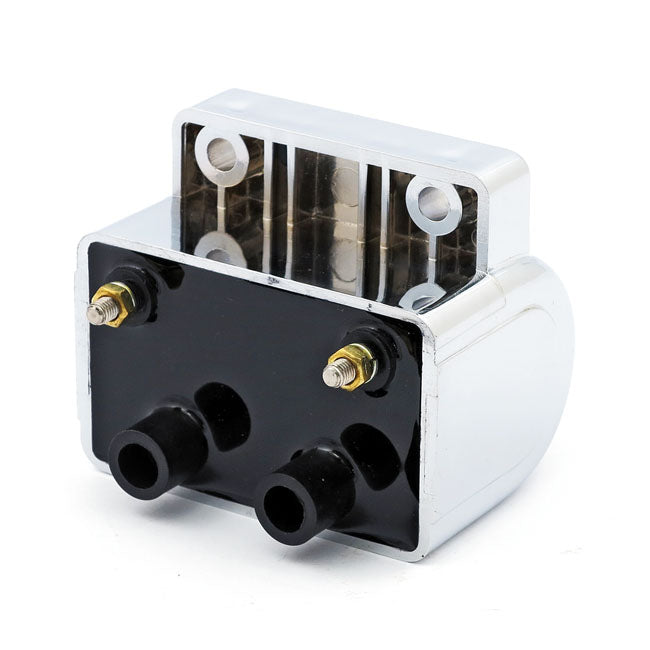 Late Oem Style Ignition Coil. 12v, 5 Ohm. Chrome Coils Mcs