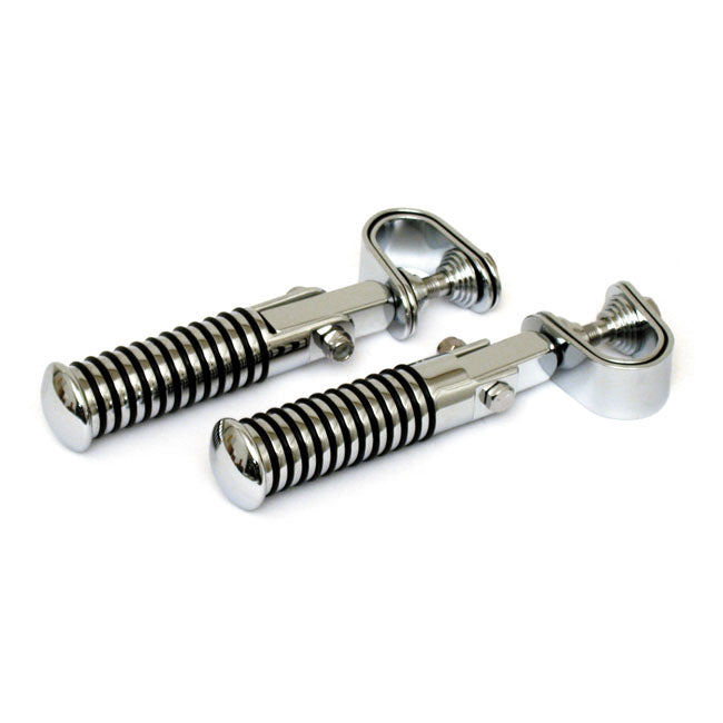 O Ring Foot Peg Set. Clamp On. Chrome Footpegs Mcs