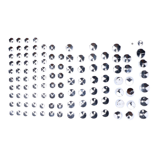 Smoothtopps, Push On Cover Set (111pc). Chrome Bolt Covers Usa Sizes Mcs