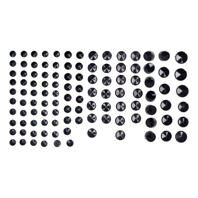 Smoothtopps, Push On Cover Set (111pc). Black Bolt Covers Usa Sizes Mcs
