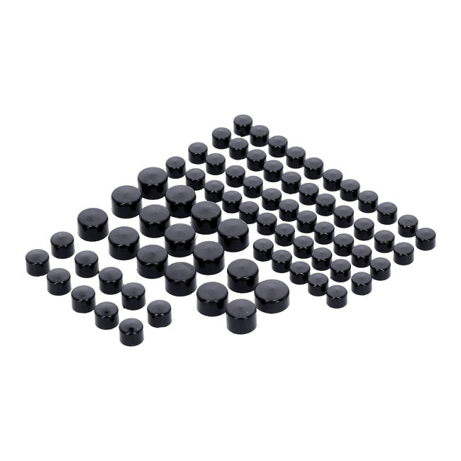 Smoothtopps, Push On Cover Set (75pc). Black Bolt Covers Usa Sizes Mcs