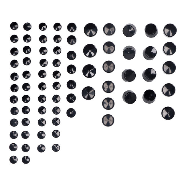 Smoothtopps, Push On Cover Set (76pc). Black Bolt Covers Usa Sizes Mcs