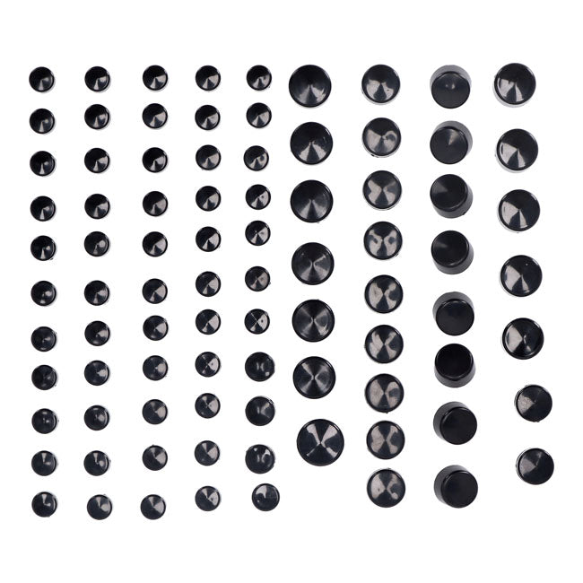 Smoothtopps, Push On Cover Set (86pc). Black Bolt Covers Usa Sizes Mcs