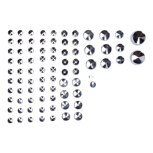 Smoothtopps, Push On Cover Set (81pc). Chrome Bolt Covers Usa Sizes Mcs