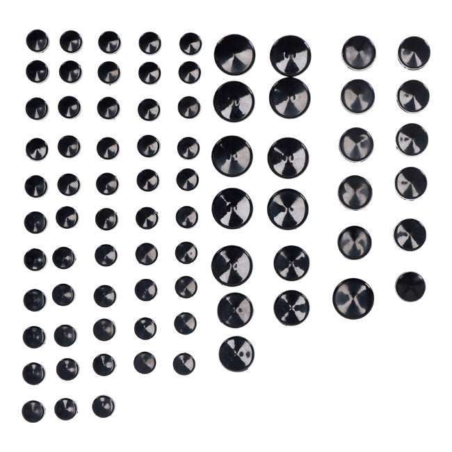 Smoothtopps, Push On Cover Set (77pc). Black Bolt Covers Usa Sizes Mcs
