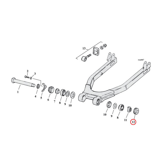 Lock Nut, Swingarm Bearing. Left Swingarms Assy Mcs