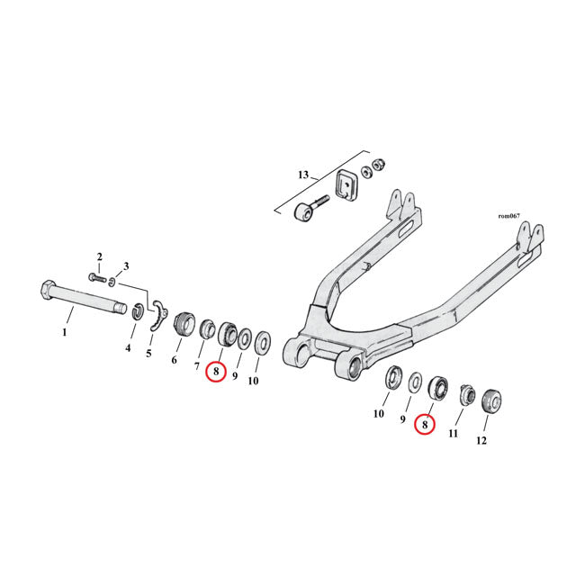Bearing, Swingarm. Left & Right Swingarms Assy Mcs