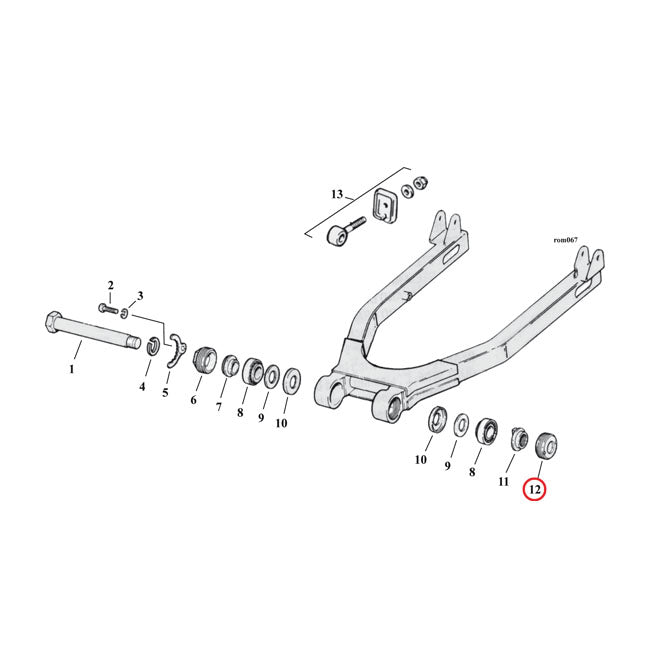 Locknut, Swingarm Bearing. Left Swingarms Assy Mcs
