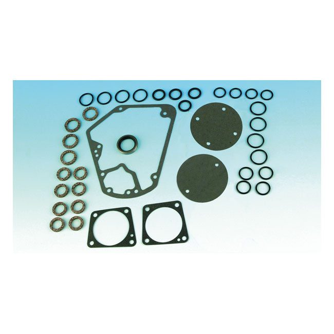James, cam gear change gasket kit. 70-92 B.T. CAM GEAR CHANGE GASKET KIT James Gaskets