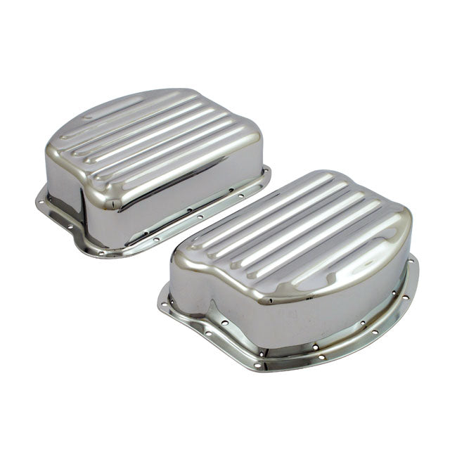 Paughco, Rocker covers. Ribbed style steel. Chrome ROCKER COVERS Paughco