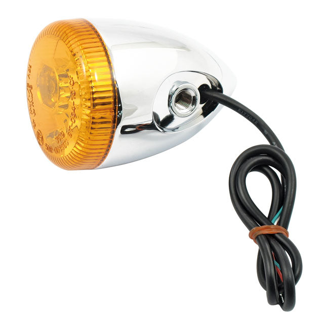 3 1 Led Bullet Taillight / Turn Signal Combo. Chrome. Amber Turn Signals Mcs