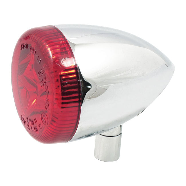 3 1 Led Bullet Taillight / Turn Signal Combo. Chrome. Red Turn Signals Mcs