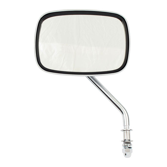 Late Oem Style Mirror, Short Stem, Left Side. Chrome Mirrors Mcs