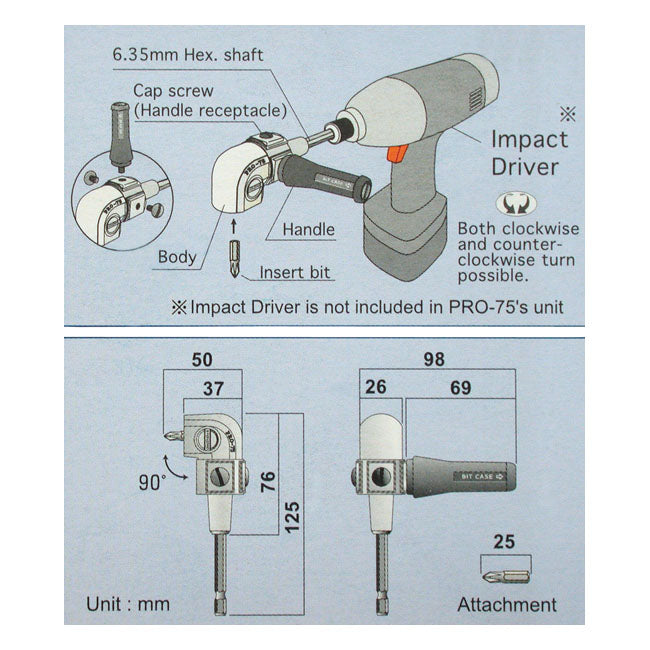 Pro-75 L-Drive for electric drill Tengtools
