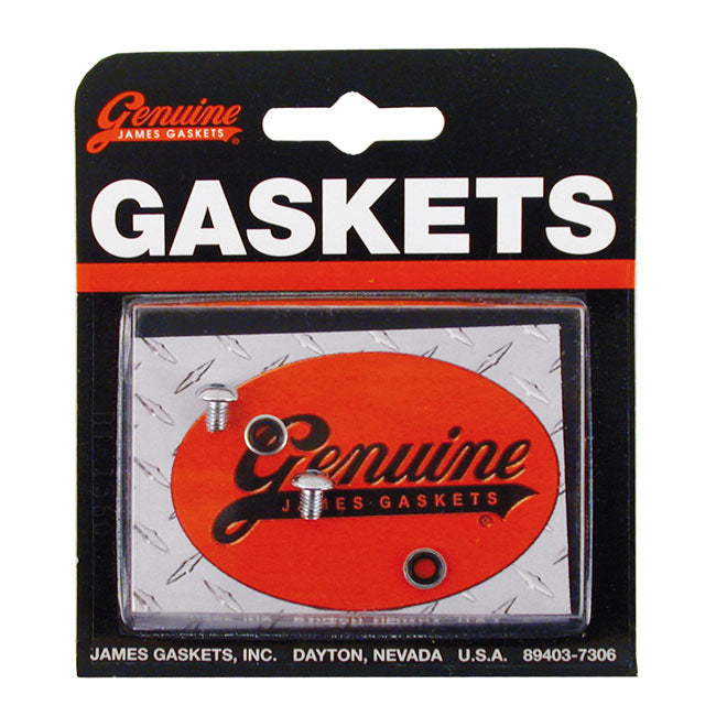 James Gaskets, fork slider drain screws. Chrome button head DRAIN SCREW KITS FORK SLIDERS James Gaskets