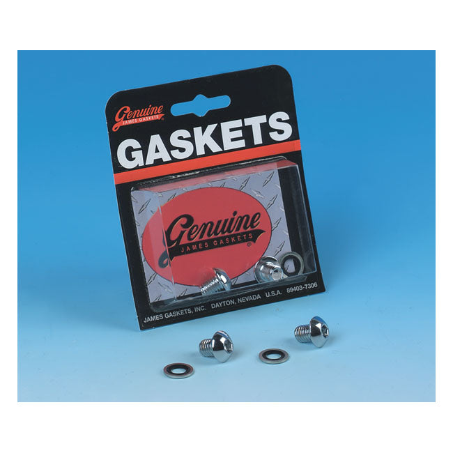 James Gaskets, fork slider drain screws. Chrome button head DRAIN SCREW KITS FORK SLIDERS James Gaskets