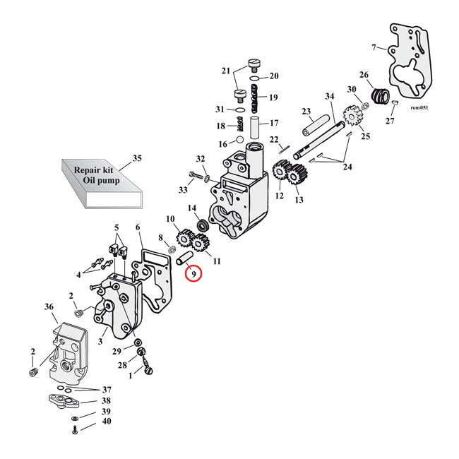 Oil Pump, Idler Shaft Oil Pump Parts Mcs