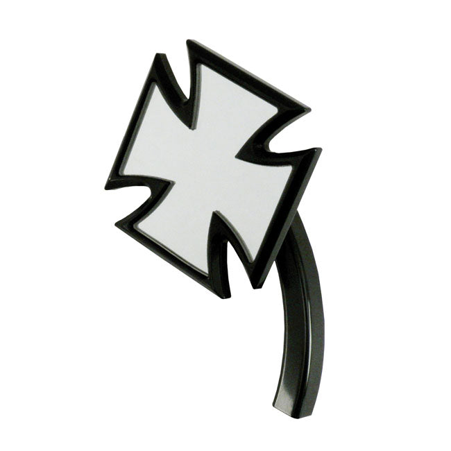 Maltese Cross Left Mirror, Black Mirrors Kustom Tech