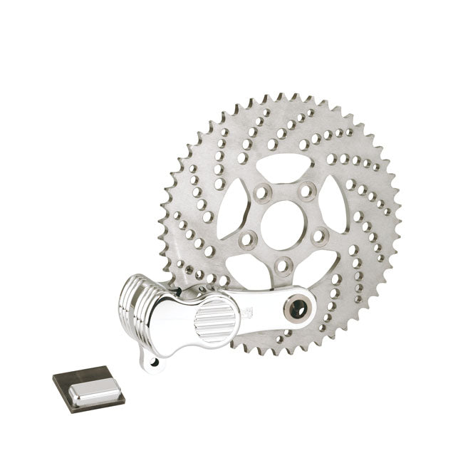 Kustom Tech Custom Sprocket Brake Kit With Polish Caliper, Black Sprocket Brake Kits Kustom Tech