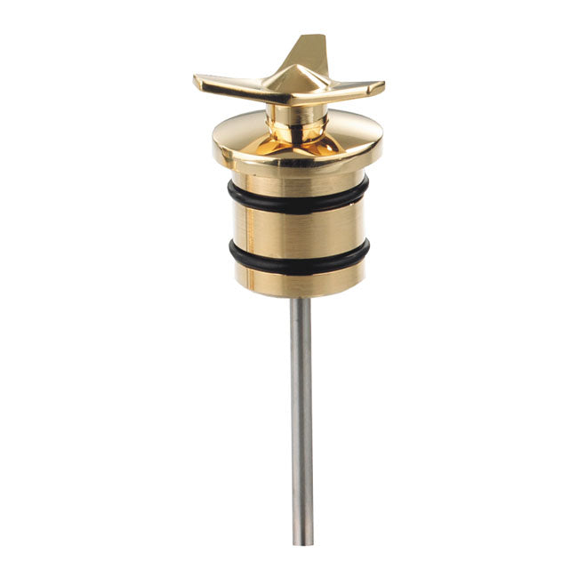 Kustom Tech Spinner Oil Tank Plug. Brass, Polished - 86-99 Softail Oil Tanks Plugs Kustom Tech