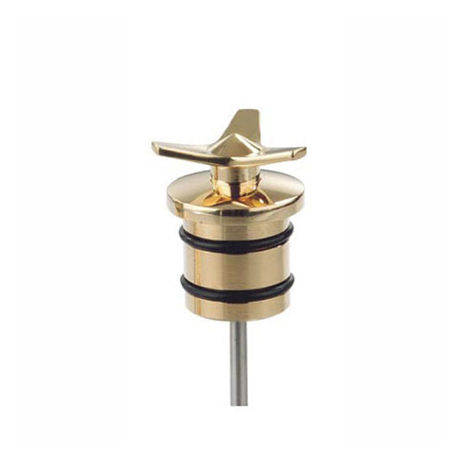 Kustom Tech Spinner Oil Tank Plug. Brass, Polished - 00-17 Softail Oil Tanks Plugs Kustom Tech