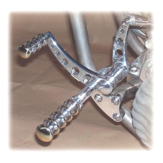 Kustom Tech Vintage Style Forward Controls, Polished & Brass - 86-99 Softail Forward Controls Kustom Tech