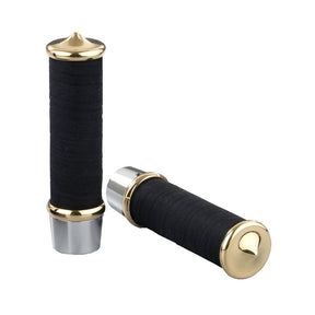 Fabric Tape Style Grip Set, Polished Aluminum & Polished Brass - 1" Handlebars Grips Kustom Tech