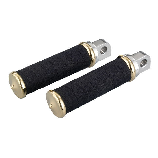 Fabric Tape Rider Foot Pegs, Polished & Brass Foot Pegs Kustom Tech Default Title