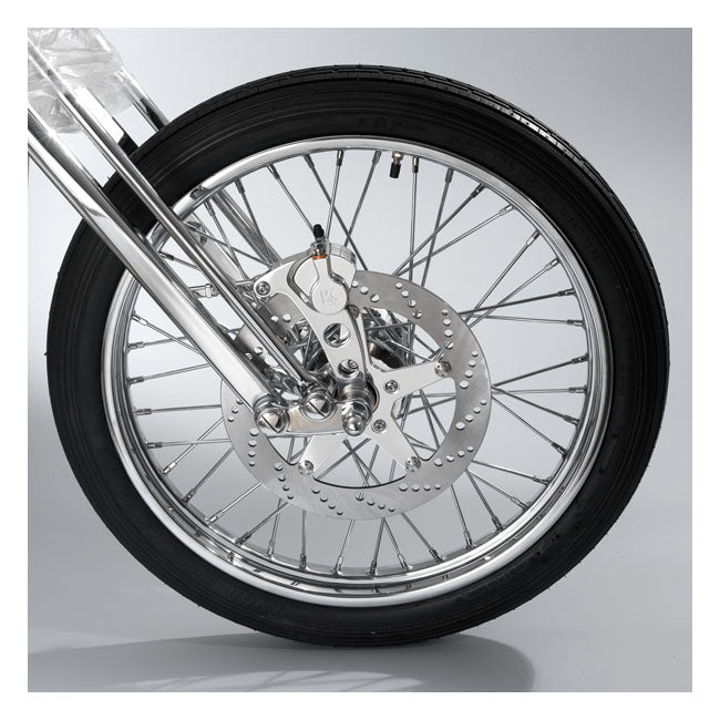 Kustom Tech 2 Piston Caliper & Bracket 11,5” For Springer Right Side, Polished Rear Brake Systems Kustom Tech