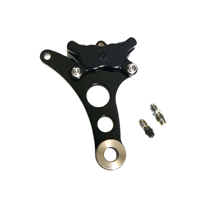 4 Piston Caliper & Bracket 11,5” For Springer Right Side, Black Brake Calipers Kustom Tech Default Title