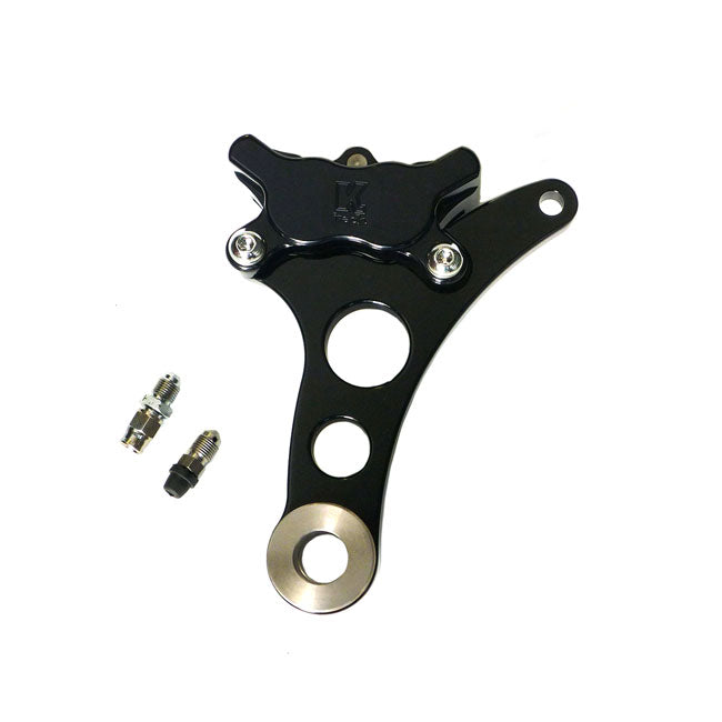 4 Piston Caliper & Bracket 11,5” For Springer Left Side, Black Brake Calipers Kustom Tech Default Title