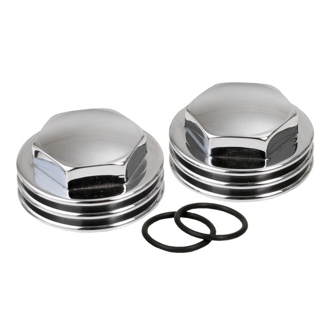 Kustom Tech Knuckle Rocker Nuts. Finned, Chrome Finish - 36-47 Knucklehead Rocker Box Mount Kits Kustom Tech
