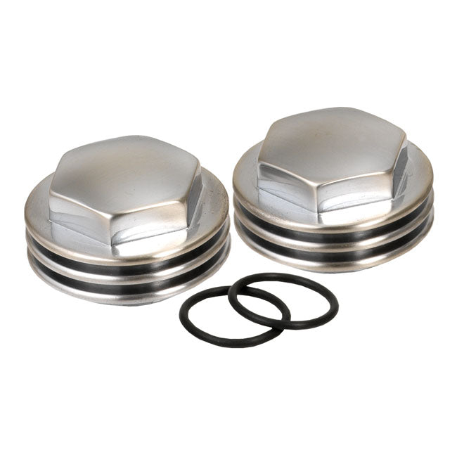 Knuckle Rocker Nuts. Finned, Satin Chrome Finish - 36-47 Knucklehead Rocker Cover Kustom Tech Default Title