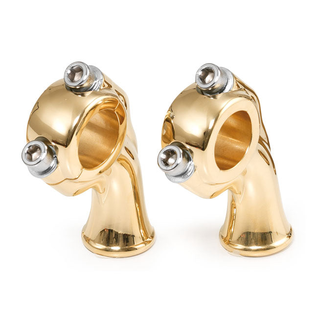 Kustom Tech Deluxe Risers 2.5 Inch Rise 1" Handlebar, Polished Brass Risers Kustom Tech