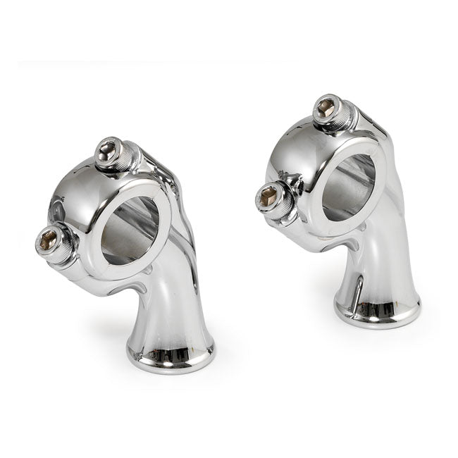 Kustom Tech Deluxe Risers 2.5 Inch Rise 1" Handlebar, Chrome Brass Risers Kustom Tech