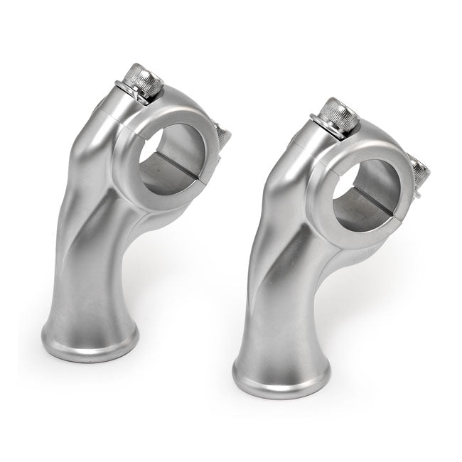 Kustom Tech Deluxe Risers 2.5 Inch Rise 1" Handlebar, Satin Chrome Brass Risers Kustom Tech